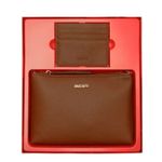 kit bolsa média tiracolo e porta cartão anacapri marrom (mp)