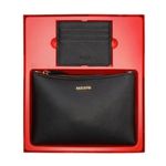 kit bolsa média tiracolo e porta cartão anacapri preto (mp)