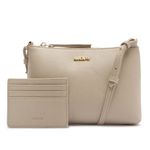 kit bolsa média tiracolo e porta cartão anacapri cinza (mp)