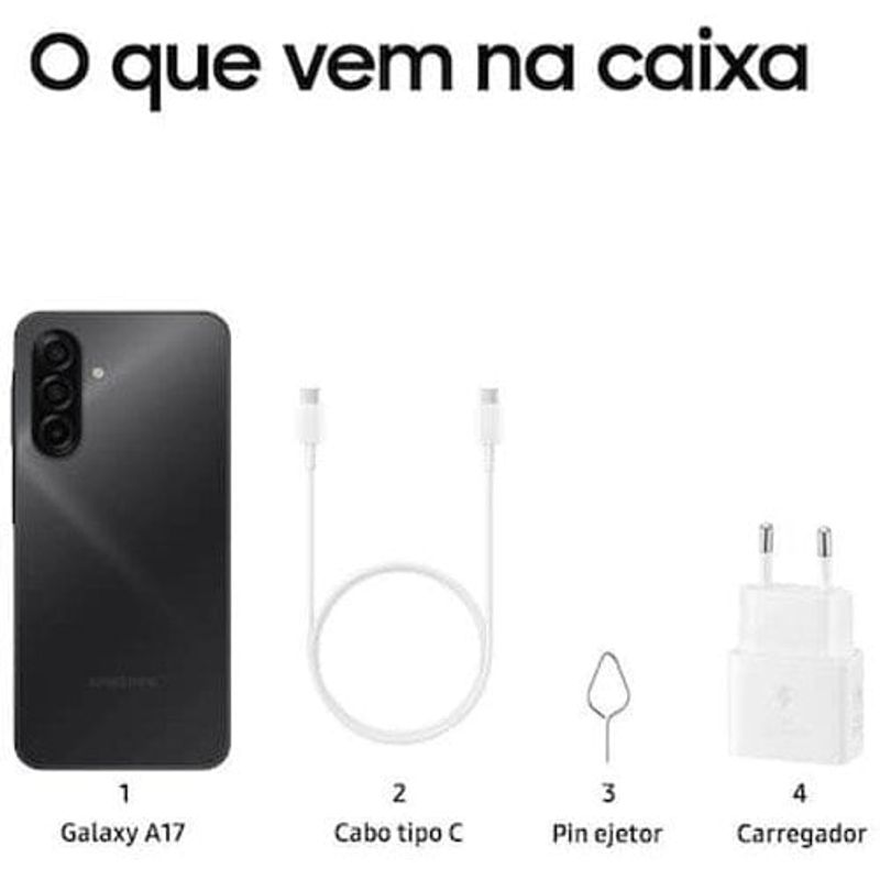 smartphone samsung galaxy a17 128gb 4gb ram câmera 50mp tela resistente