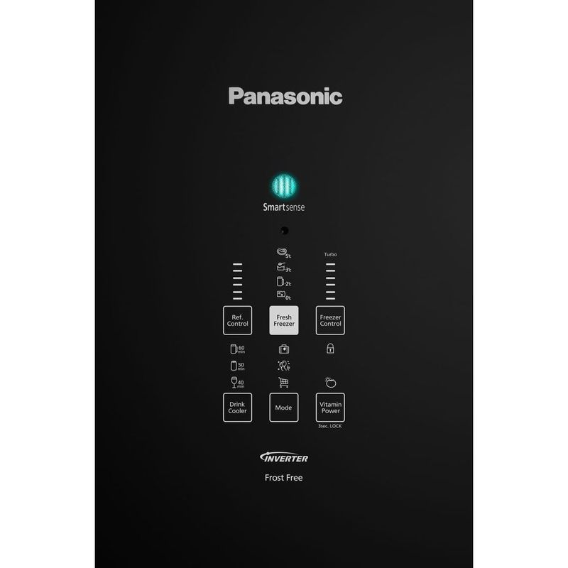 geladeira frost free panasonic 511l black glass inverter a preto nr-bb71gv7ba
