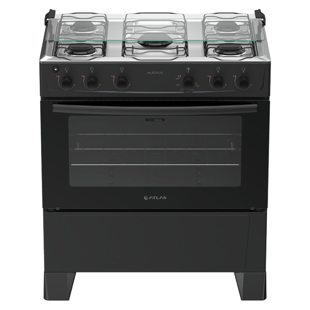 Fogão 5 Bocas Atlas Milão Plus Preto - Bivolt - 300001773