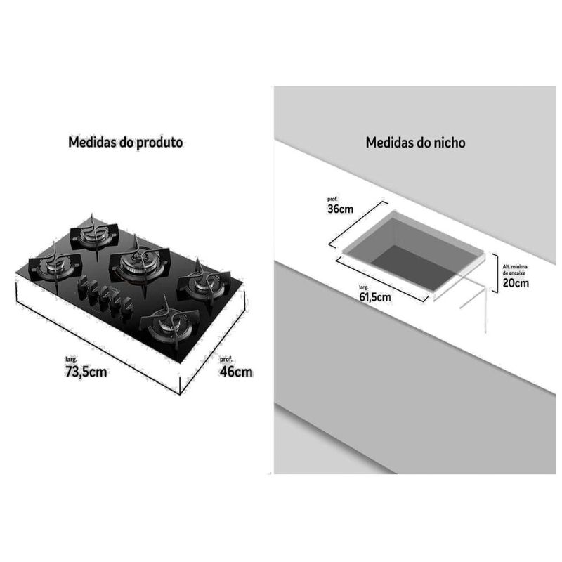 cooktop 5 bocas dako supreme gás preto 300001966