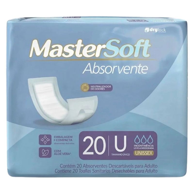 absorvente adulto dry mastersoft tamanho único 20 unidades