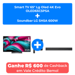 smart tv 65" lg oled 4k evo oled65c5psa + soundbar lg sh5a 600w
