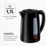 chaleira elétrica mondial pratic hot 1,7l 127v 60hz ce-17 (mp)