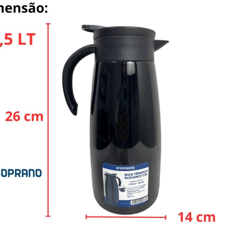 bule térmico soprano elegance 1,5l 09000015803 preto (mp)