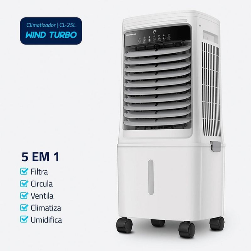 climatizador de ar mondial wind turbo cl-25l 5 em 1 127v (mp)