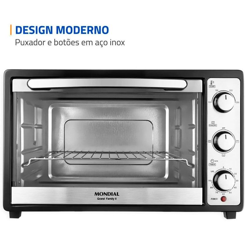 forno elétrico mondial grand family ii 52l frn-52-b 127v (mp)