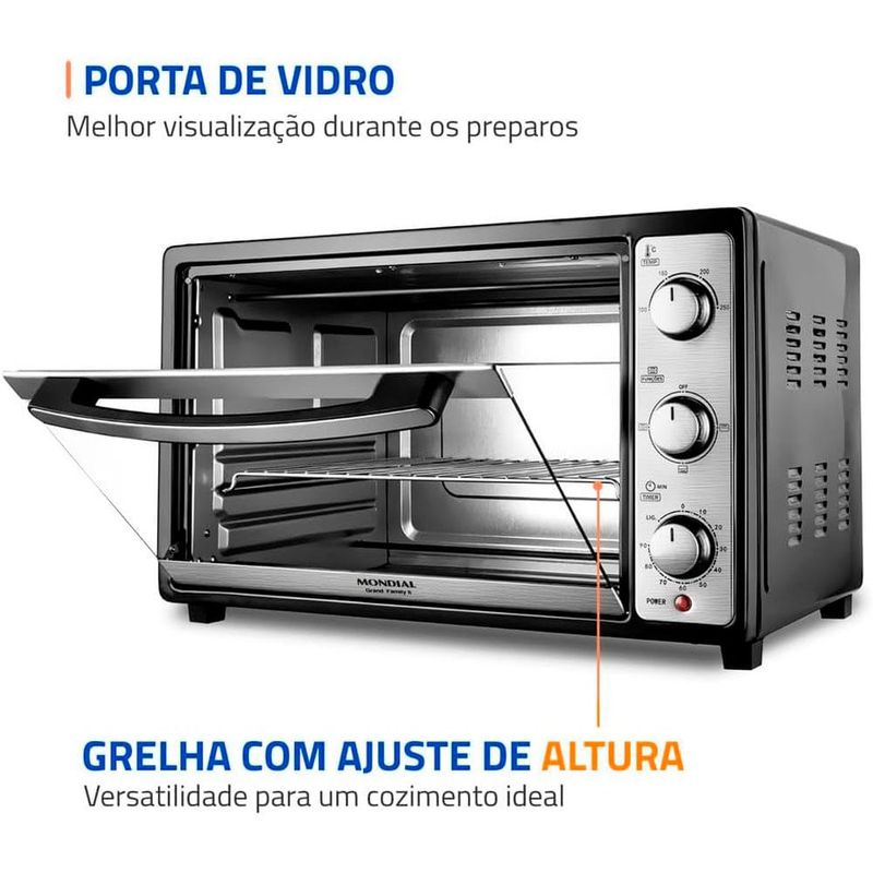 forno elétrico mondial grand family ii 52l frn-52-b 127v (mp)