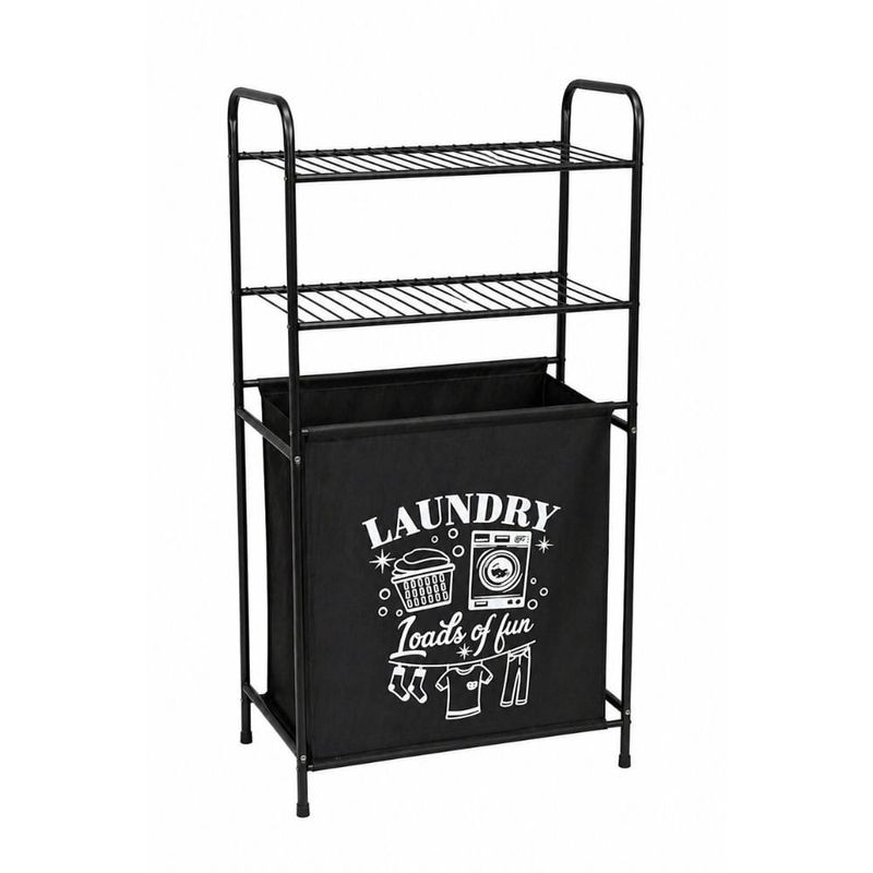 rack multiuso secalux 2 prateleiras com cesto preto 551093 (mp)