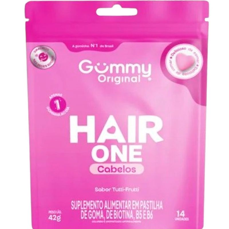gummy hair one cabelos suplemento alimentar em gomas tutti-frutti sachê 42g