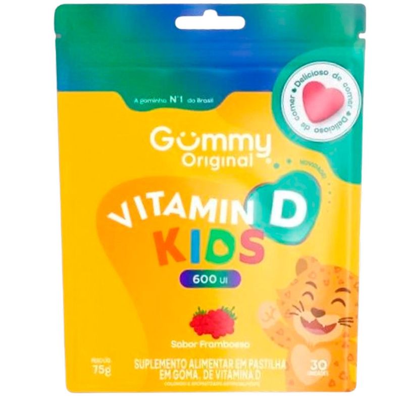 gummy kids vitamina d 600ui suplemento alimentar em gomas framboesa sachê 75g