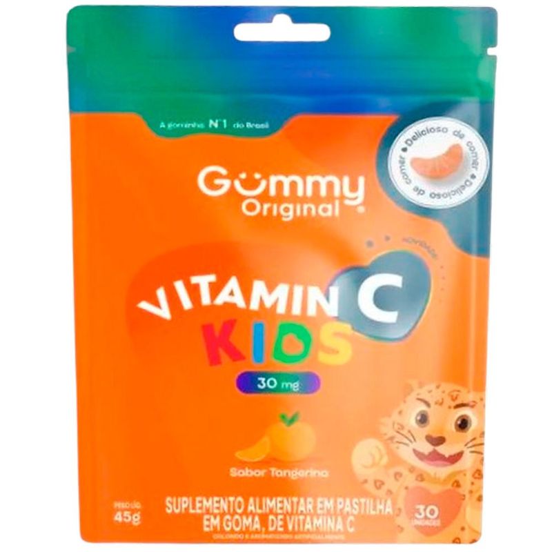 gummy kids vitamin c 30mg suplemento alimentar em gomas tangerina sachê 45g