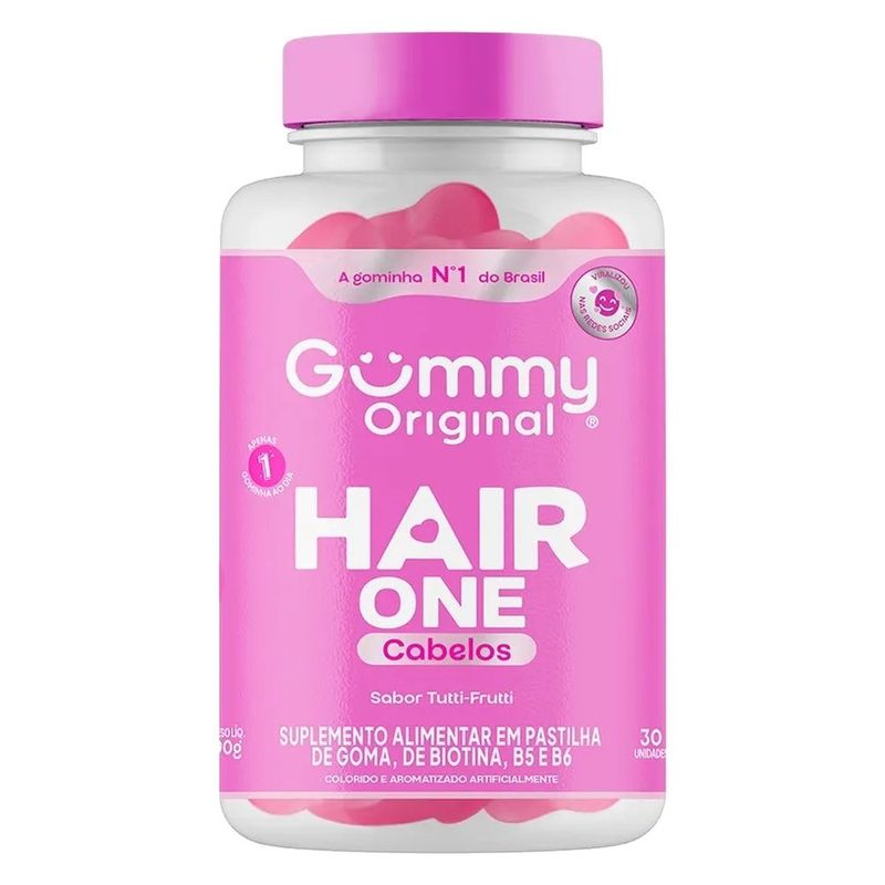 suplemento alimentar gummy original hair one sabor tutti-frutti 30 gomas