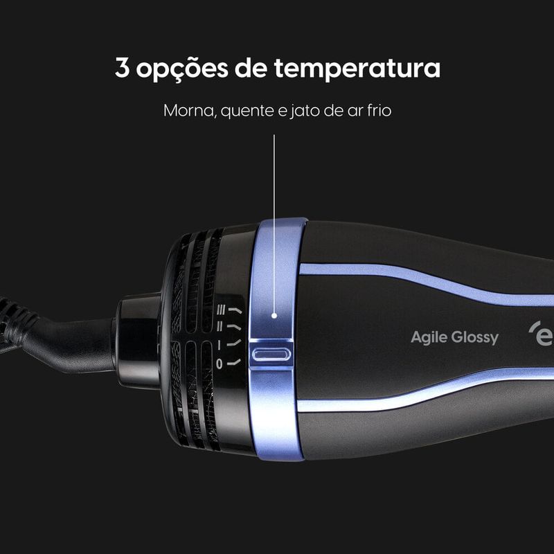 escova secadora agile glossy 3 em 1 elgin 1.300w escb1 bivolt (mp)