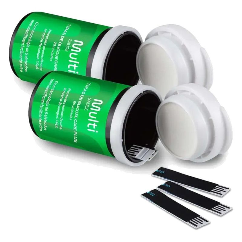tiras de glicemia glicocheck care plus 50 unidades multi saúde hc489