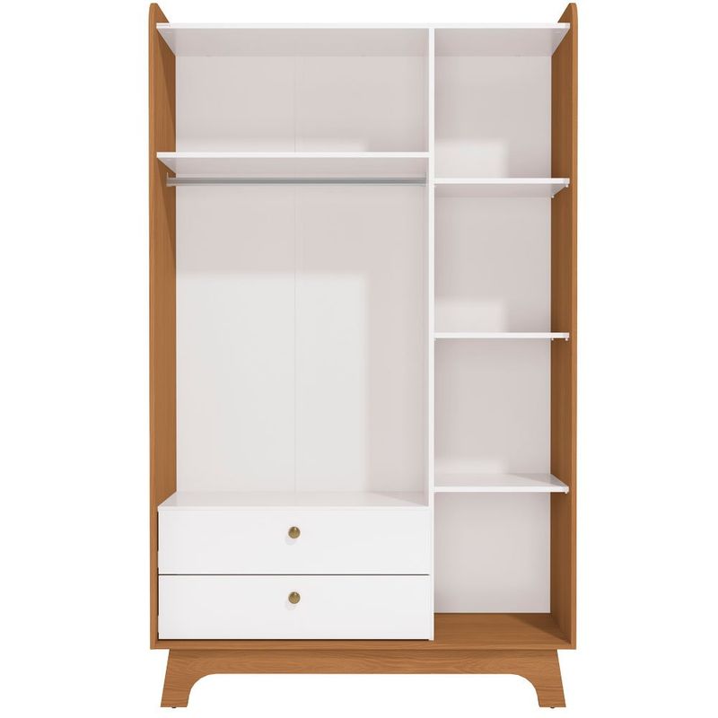 guarda-roupa kappesberg 3 portas 2 gavetas canela e branco t401-cnbr