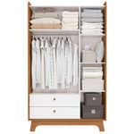 guarda-roupa kappesberg 3 portas 2 gavetas canela e branco t401-cnbr
