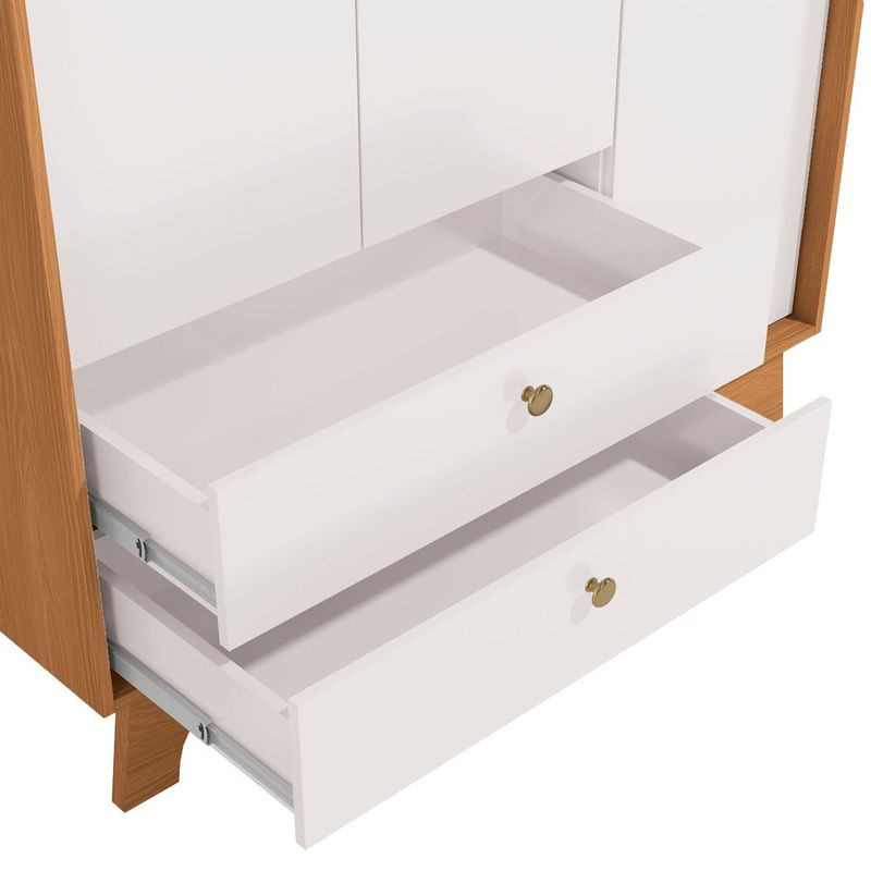 guarda-roupa kappesberg 3 portas 2 gavetas canela e branco t401-cnbr