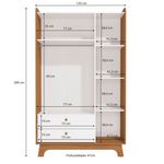guarda-roupa kappesberg 3 portas 2 gavetas canela e branco t401-cnbr