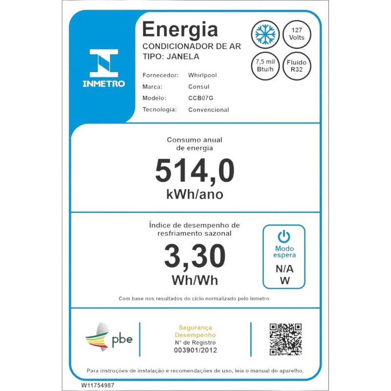 ar-condicionado de janela 7.500 btus consul 220v ccb07gbbna