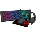 kit gmaer redragon teclado, mouse, headset e mousepad essentials preto s166