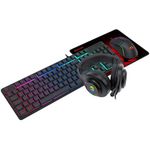 kit gmaer redragon teclado, mouse, headset e mousepad essentials preto s166