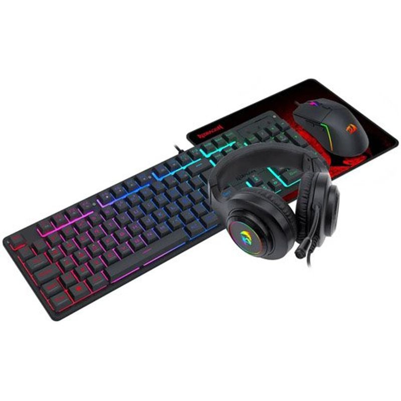 kit gmaer redragon teclado, mouse, headset e mousepad essentials preto s166