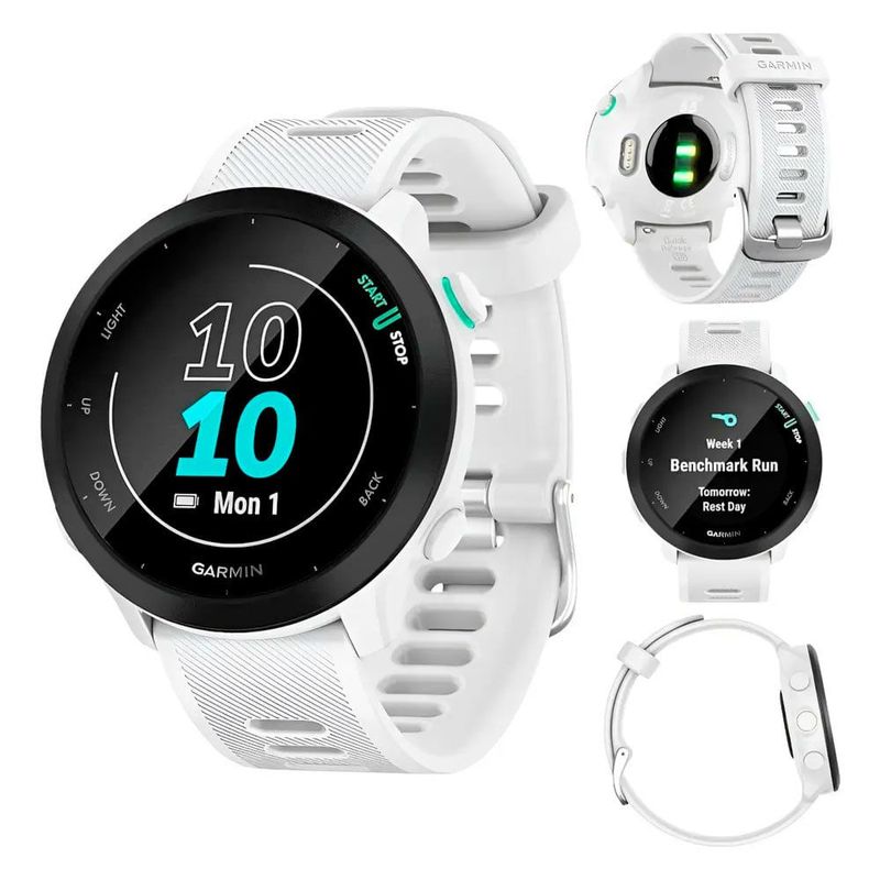 relógio garmin forerunner 55 com monitor cardíaco branco (mp)
