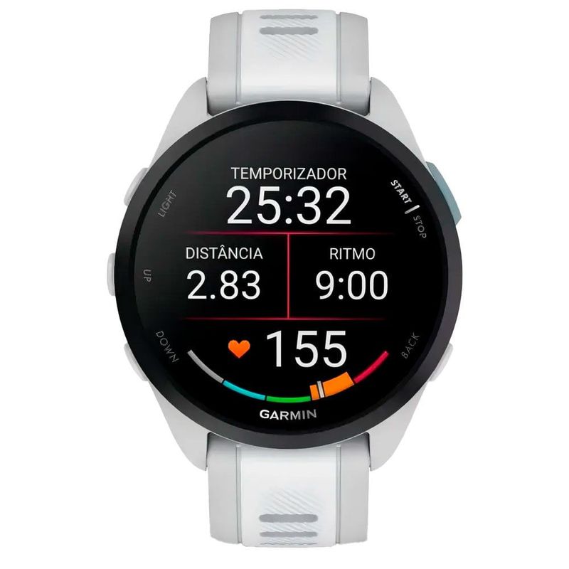 relógio garmin forerunner 165 gps running branco e cinza (mp)
