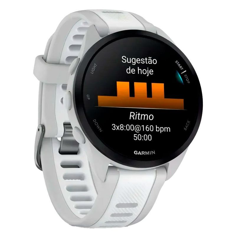 relógio garmin forerunner 165 gps running branco e cinza (mp)