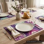 individual de mesa toskana flores roxa 33x45cm (mp)