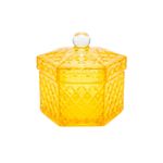 pote de vidro urban hexa sides pequeno amarelo 11x13cm (mp)