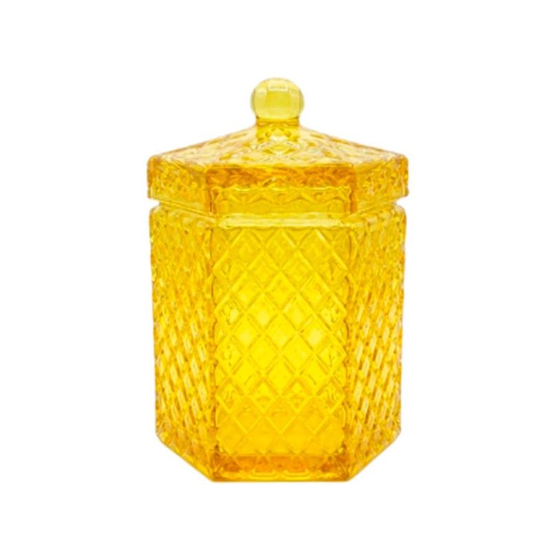 pote de vidro urban hexa sides grande amarelo 11x18cm (mp)