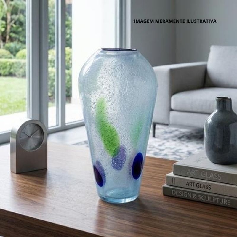 vaso decorativo de vidro tm 26cm azul (mp)