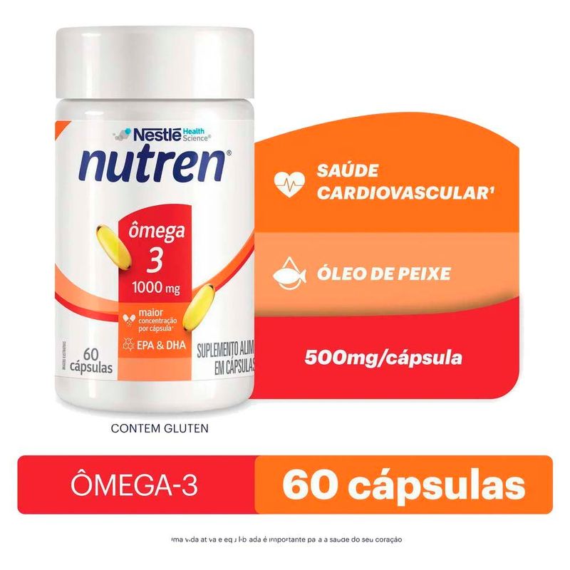 nutren ômega 3 suplemento alimentar 60 cápsulas nestlé