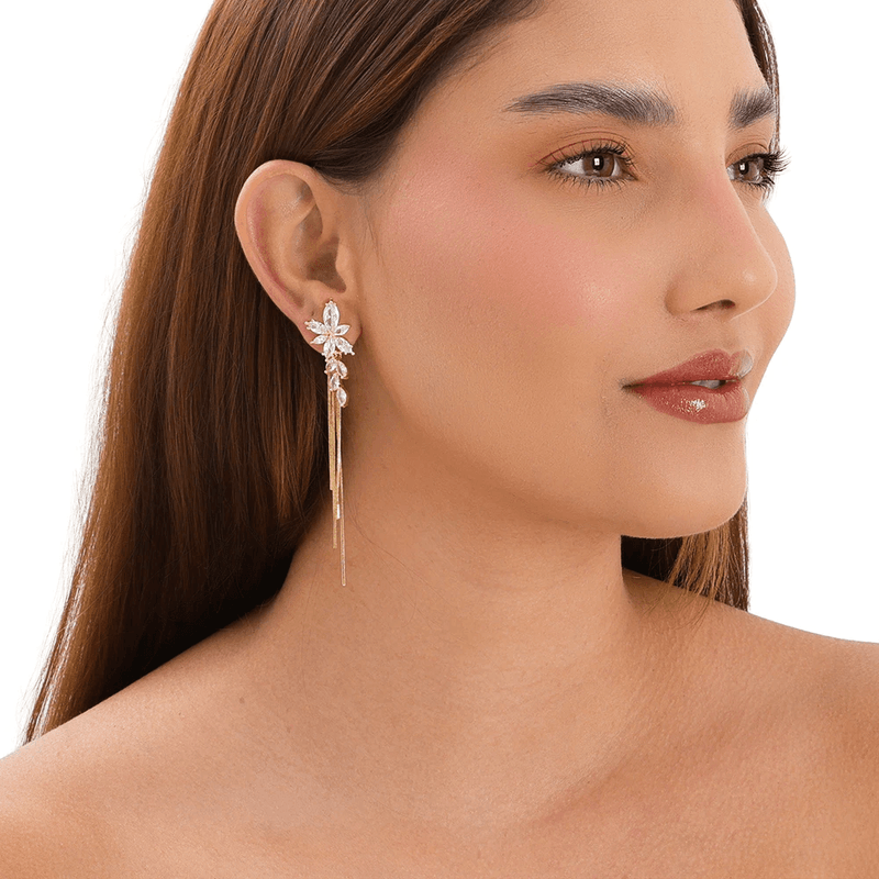 brinco semijoia luiza mota ear jacket com zircônias e franja cristal 267629 (mp)
