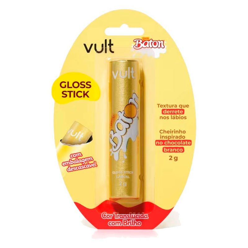 gloss vult stick garoto baton cor translúcida com glitter 2g