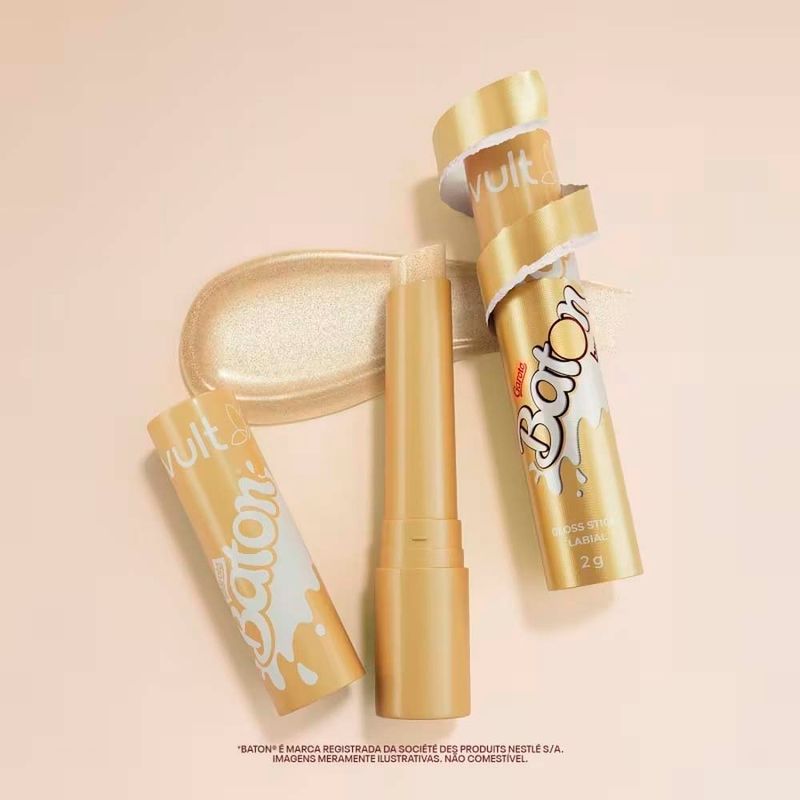 gloss vult stick garoto baton cor translúcida com glitter 2g