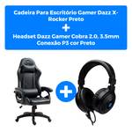 kit cadeira para escritório gamer dazz x-rocker preto + headset dazz gamer preto