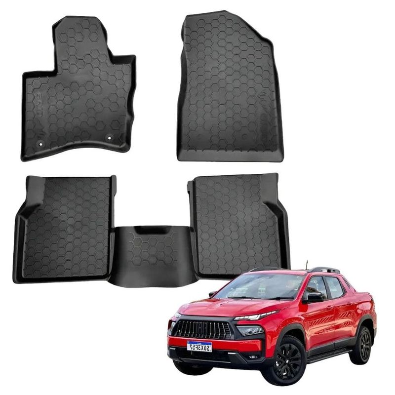jogo tapete bandeja 5 peças grid fiat toro 4 portas 2016 a 2026 (mp)