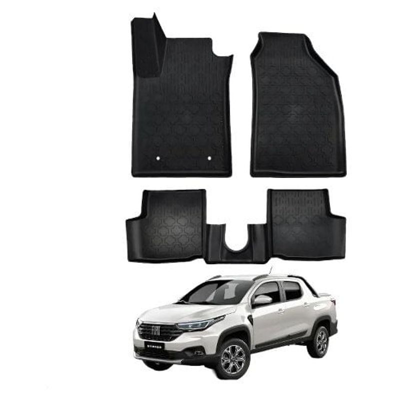 jogo tapete bandeja 5 peças grid fiat strada 4 portas 2020 a 2026 (mp)