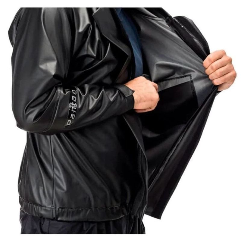 capa de chuva premium com gola bolso e refletivo pantaneiro ex preto (mp)