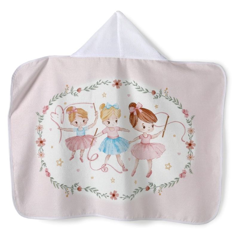 toalha de banho com capuz dohler velour bailarina 06 90x70cm (mp)