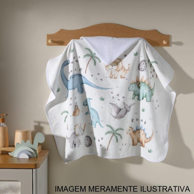 toalha de banho com capuz dohler velour dino 04 90x70cm (mp)