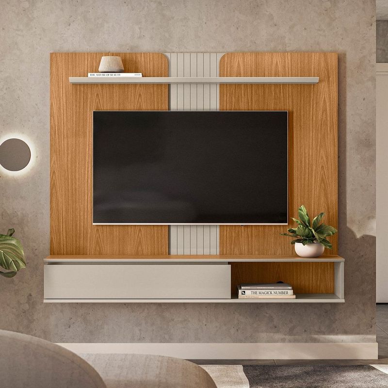 painel linea friburgo para tv até 65" nature com off white