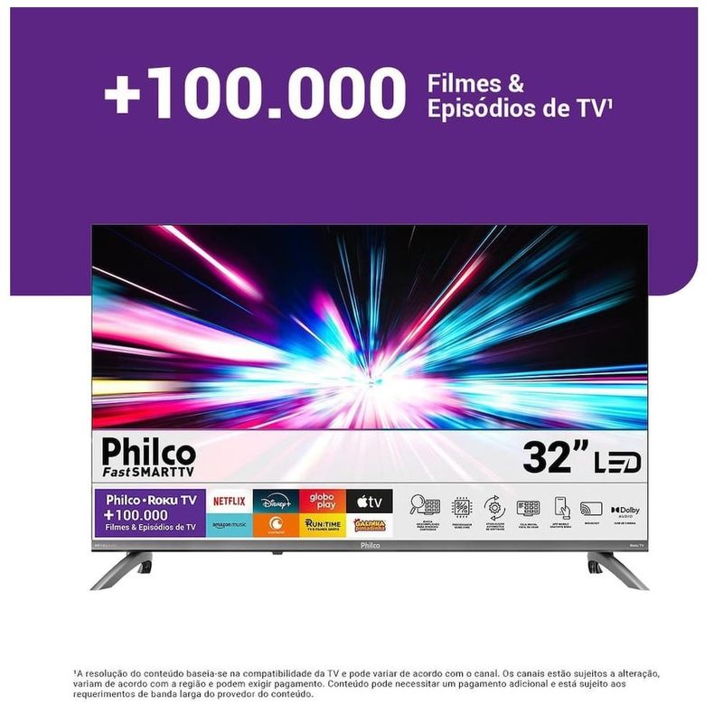 smart tv 32 philco roku dolby audio hdr10 p32crb