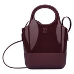kit sandália feminina n° 34 melissa rasteira essential cross slide + bolsa ultra bag bordô (mp)