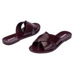 kit sandália feminina n° 34 melissa rasteira essential cross slide + bolsa ultra bag bordô (mp)